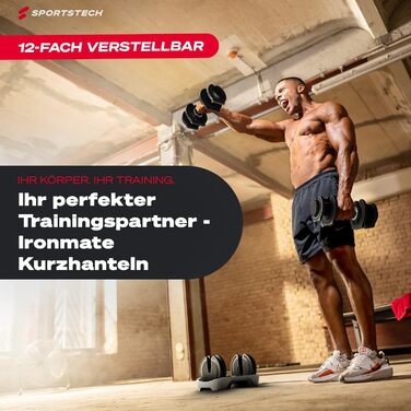 Регульовані гантелі Ironmate для дому, 1.5-18/24/40 кг, з дисками, 12-16 ваг, компактні, з неслизьким грифом, для силових тренувань, з підставкою Ironmate 18 чорні