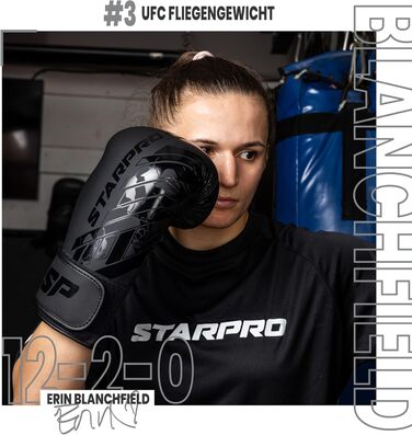 Боксерські рукавички Starpro чорні для MMA, Муай Тай та тренувань, для чоловіків і жінок, домашнє тренування, 8oz-16oz, матові