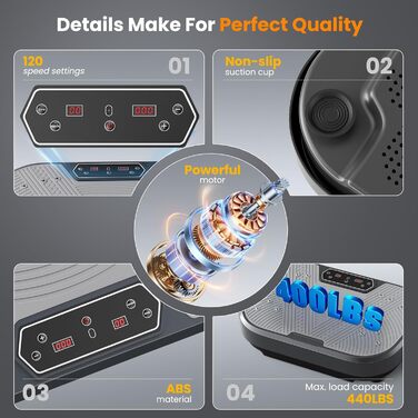 Вібраційна платформа для дому: 120 рівнів, Bluetooth, для тренувань та формування м'язів (200 кг)