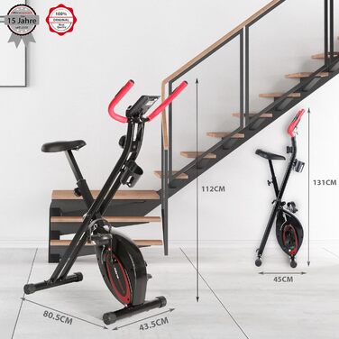 Велотренажер Ultrasport F-Bike/F-Rider Basics, складаний, LCD-дисплей, регульоване навантаження, сенсори пульсу, для дому, для спортсменів і літніх людей
