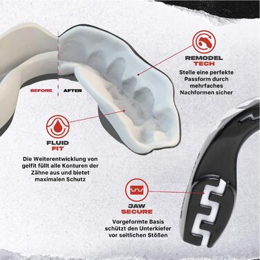 Захисна капа SAFEJAWZ Sport: для дорослих та дітей. Підходить для контактних видів спорту: регбі, ММА, бойові мистецтва, кікбоксинг, джудо, хокей, бокс. Чорний Fangz