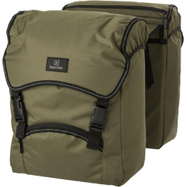Велосумка FastRider Unibag Traffic для багажника, 28 л подвійна та 14 л одинарна, водовідштовхувальна, світловідбивна, 100% перероблений поліестер, чорна/хакі