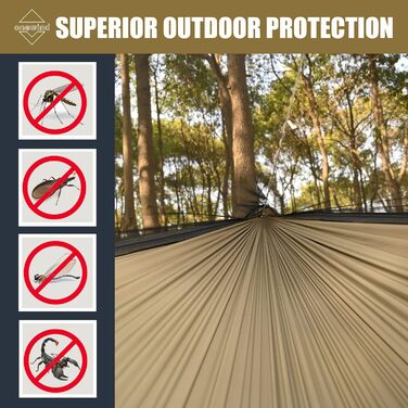 Гамак Onewind Premium 11' для кемпінгу з москітною сіткою та ременями для кріплення, 366x162 см