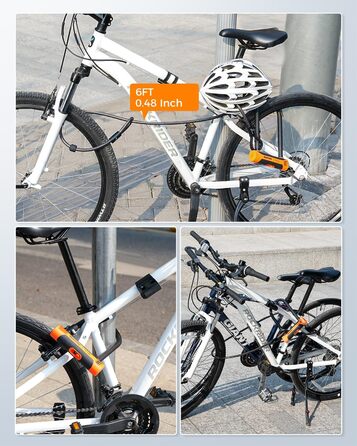 Замок для велосипеда Sportneer Bügelschloss 20 мм: висока безпека, сталевий трос 1.8 м, монтажний кріплення