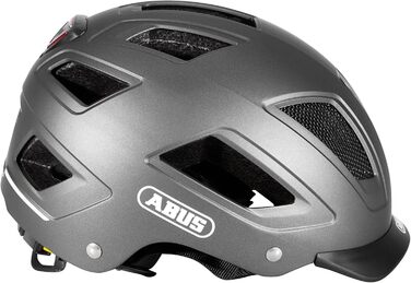 Велошолом ABUS Stadthelm Hyban 2.0 MIPS із заднім ліхтарем, ABS-корпусом, захистом від ударів, для дорослих XL (58-63 см), сірий (титан)
