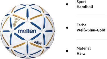 Гандбольний м'яч Molten d60 Pro без смоли, IHF, вологостійка PU поверхня, для залу, латексна камера