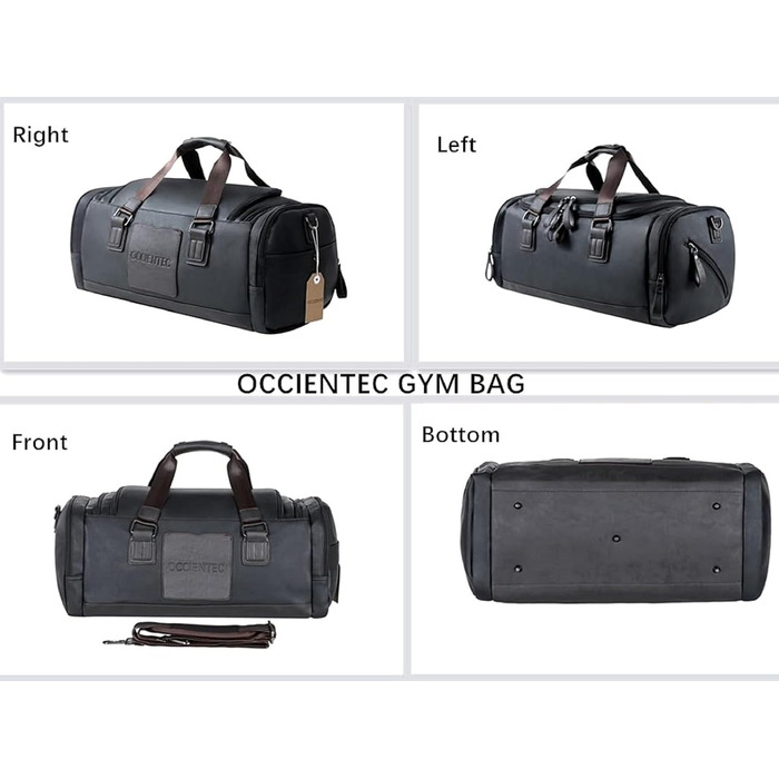 Чоловіча дорожня сумка через плече з PU шкіри, водонепроникна, велика місткість, 20L, чорна