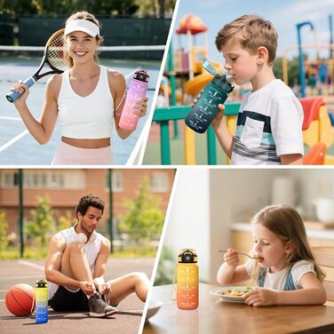 Фляга для води Motswedi з трубочкою, 1500 мл, BPA-Free, спортивна, непроливальна, для фітнесу, школи, подорожей, офісу, жовтогаряча