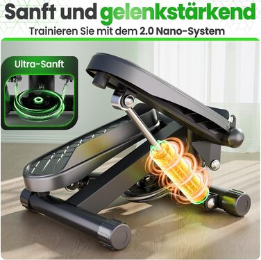 Ultrasport Swing Stepper: міні-степер 2-в-1 з мотузками та LCD-дисплеєм, тихий, з регулюванням навантаження