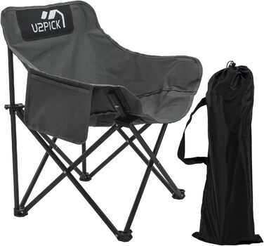Складний стілець U2PICK для кемпінгу: легкий, зручний, до 160 кг, з сумкою, сірий