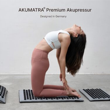 AKUMATRA® Преміум Плюс Акупресурний килимок з подушкою, з функцією підігріву, для спини, проти болю та напруги, екологічний, графіт