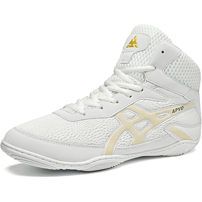 Чоловічі боксерські туфлі Pro для боротьби, дихаючі, неслизькі, зручні, хай-топ, фітнес-туфлі, взуття для тренувань, зала, бодібілдинг (41 EU, White A)