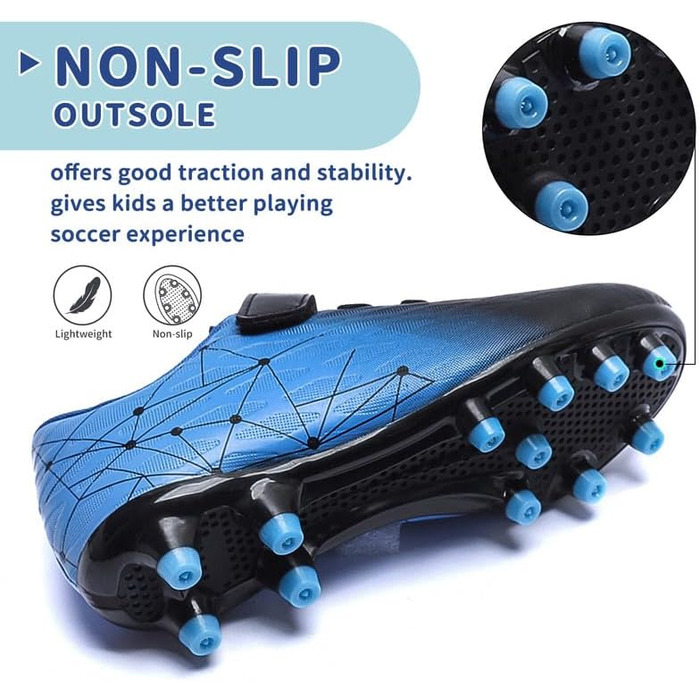 Дитячі футбольні бутси Hanani FG/AG для штучного покриття та натурального газону, чорно-сині, 33 EU (унісекс)