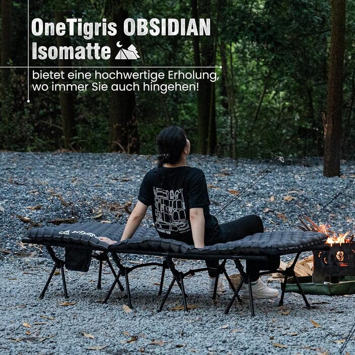 OneTigris Obsidian Isomatte: розкладний килимок для кемпінгу, 8 см товщини, Ultraleicht, для 1 особи, з насосом, для піших прогулянок та автотуризму (R-Value 5.2)