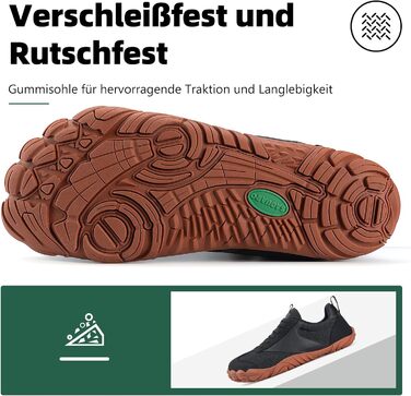 Чоловічі та жіночі барефот кросівки SAGUARO з широким носком, чорні (39 EU)