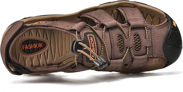 Чоловічі сандалі з натуральної шкіри для пляжу, піших прогулянок та активного відпочинку. Легкі, дихаючі сандалі для літа та риболовлі (46 EU, Коричневий/Червоний)