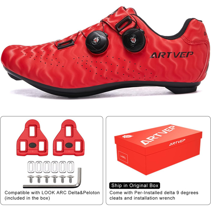 Велотуфлі для їзди на велосипеді: чоловічі та жіночі MTB, сумісні з педалями Look SPD, SPD-SL, Delta Lock, Peloton, розмір 39 EU, червоно-білі