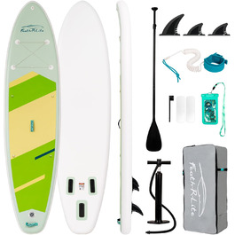 Надувний SUP Paddleboard FunWater для дорослих. Комплект: весло, насос, рюкзак, лінія. Зелено-білий колір