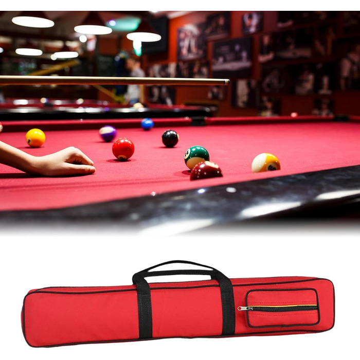 Чохол для кия Billard з ручкою, 8 відділень, червоний. Захисний чохол для кия з гелевою ручкою, стійкий до ударів, для зберігання билярду