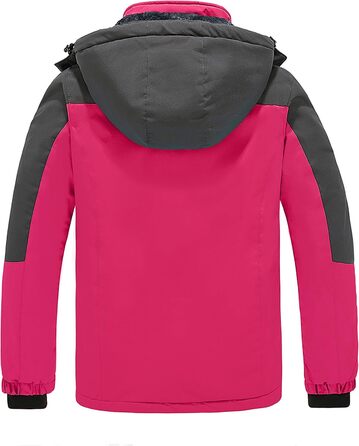 Жіноча куртка Wantdo для гірського хайкінгу та походів, водонепроникна вітрозахисна куртка-вітрівка з капюшоном, тепла з підкладкою, рожево-рожевий колір, розмір M