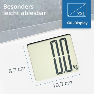Електронна вага для людей ADE з великим XXL-дисплеєм, ванна вага до 200 кг, біла, легке зчитування