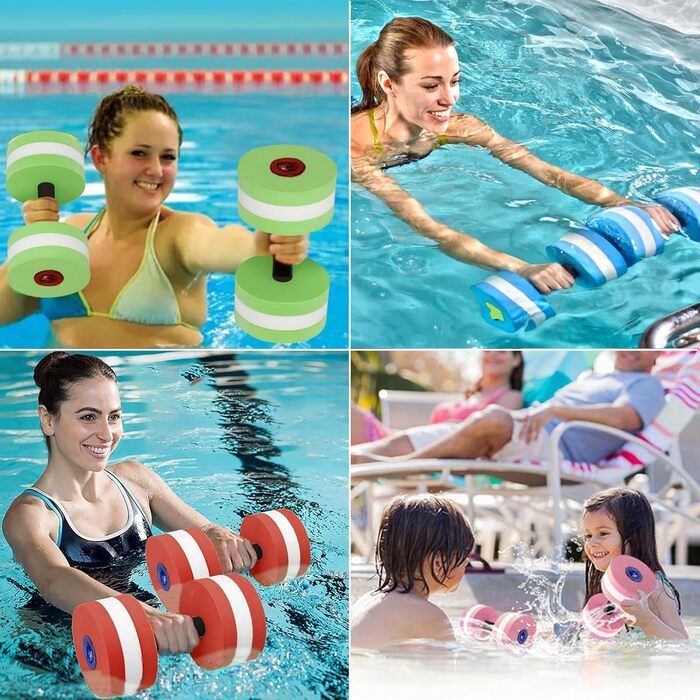 Набір з 2 аква-гантелі для фітнесу у воді, піна, знімні ручки, для чоловіків та жінок (Рожевий)