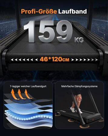 Біговий тренажер MERACH для дому з нахилом 18%, автоматична зміна нахилу, 1-14 км/год, складаний, потужність 3.5HP, розмір 46*120 см, 12 програм, чорний