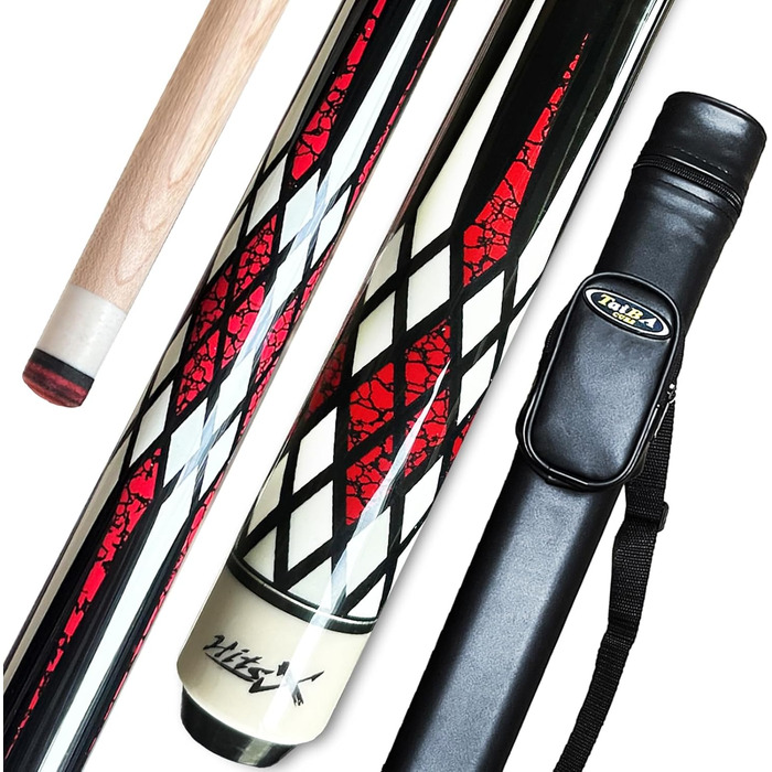 Кью для більярду Tai Ba: професійний кий з наконечником 13 мм, довжиною 58'', з канадського клена, вага 19,20,30 Oz (на вибір), кольори: синій, червоний, зелений. У комплекті: рот, обертовий механізм, естуі.