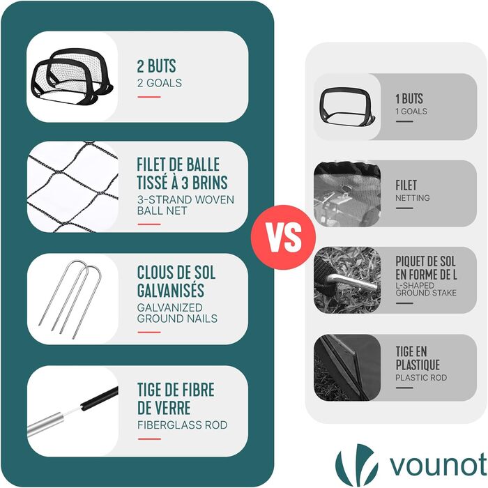 Набір футбо́льних воріт Pop-Up Vounot 2 шт., 120 x 80 x 80 см, з сумкою, для дітей, портативні, розкладні, для саду, вулиці та тренувань