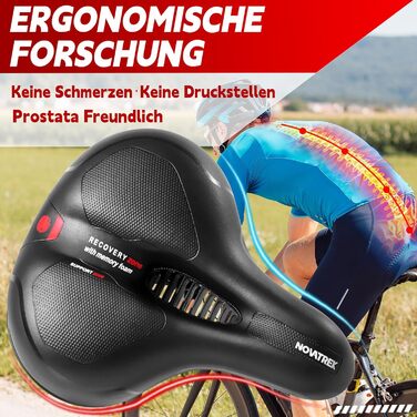 Преміум велосипедний сідло для жінок та чоловіків: комфортне, м'яке, амортизуюче, дихаюче, ергономічне, водонепроникне. Підходить для шосе, трекінгу, MTB, city bike та e-bike велосипедів.