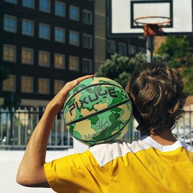 Баскетбольний м'яч Jicsetk, розмір 5/7, дитячий, для гри в приміщенні та на вулиці (камуфляжний, зелений)