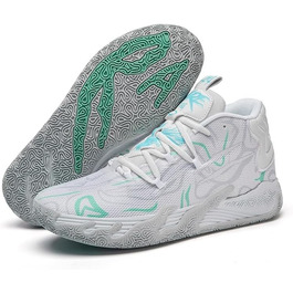 Чоловічі баскетбольні кросівки хай-топ, гумова підошва, антиковзаючі, для занять спортом та на відкритому повітрі, баскетбольні черевики, подарунок, розмір 42 EU, білі