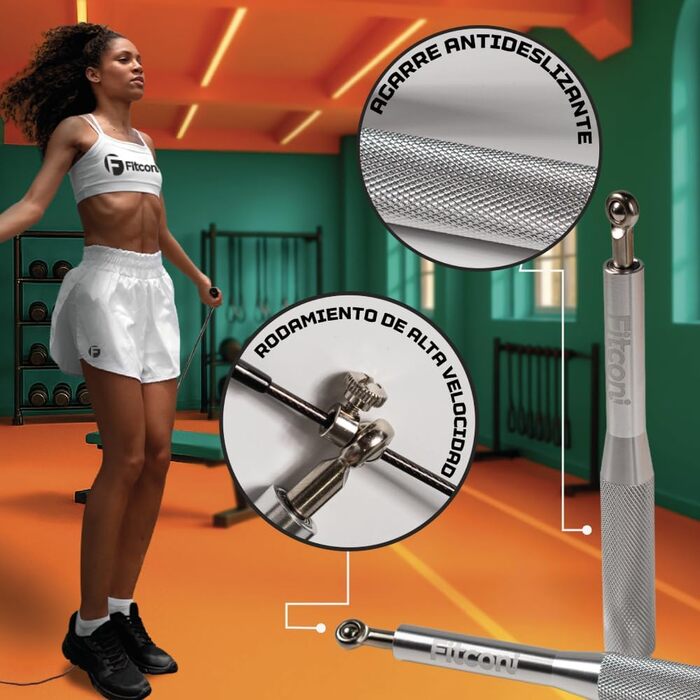 Скакалка Fitconi для кросфіту (алюміній) + 3 кабелі + стрічка, професійний, висока швидкість, подвійні стрибки, бокс, MMA