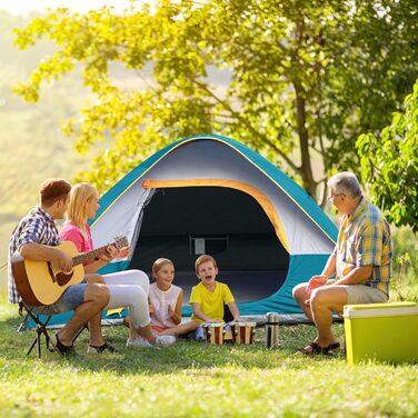 Намет кемпінговий 3-місний UNP Campingzelt водонепроникний синій (Ozeanblau) з захистом від дощу, вітростійкий, легкий у встановленні
