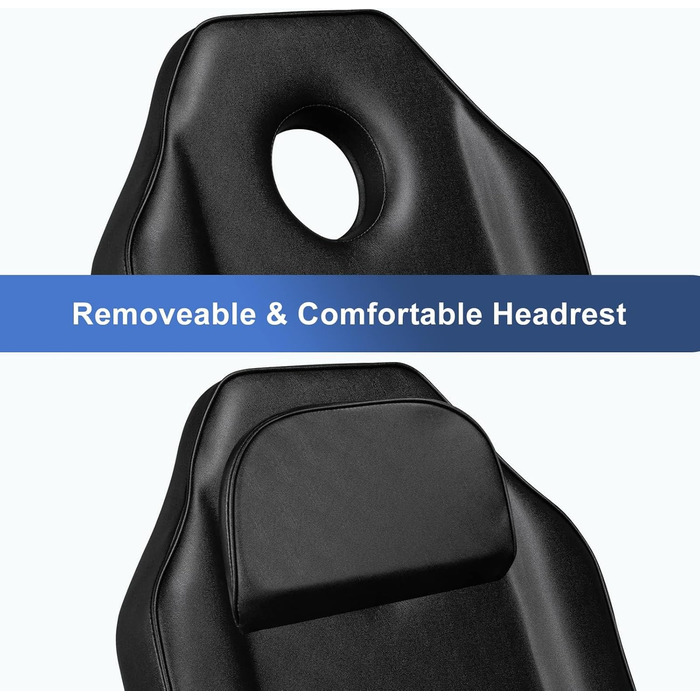 Лежак для масажу LEADZM, 3 зони, регульована висота, для салонів краси, SPA, перукарень (чорний)