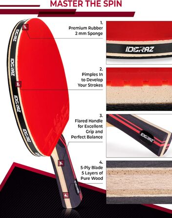 Пін-понг ракетка Idoraz Professional - професійна ракетка для настільного тенісу з чохлом, схвалена ITTF для турнірів