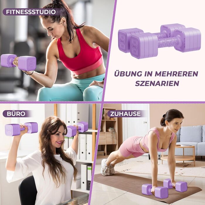 Набір гантелей Dripex регульовані 5 кг x2, з набором дисків 0,5 кг/0,25 кг (фіолетовий)