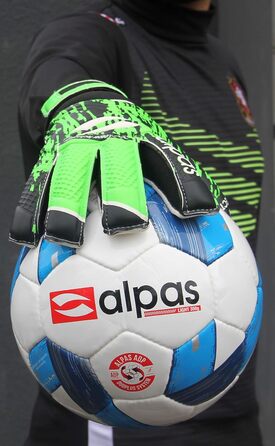 Воротарські рукавички Alpas PowerSafe V3, світло-зелені, з захистом пальців, розміри 3-12, новинка, з можливістю нанесення друку