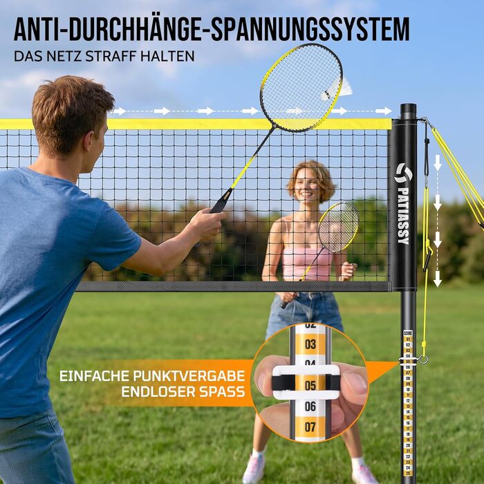 Мобільний волейбольний сет для бадмінтону, регульований, 4 ширини, з сумкою, для залу та вулиці