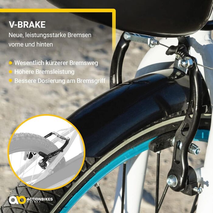 Дитячий велосипед Actionbikes 12/16/20 дюймів, V-гальма, для хлопчиків і дівчаток, з крилами, від 2 до 9 років