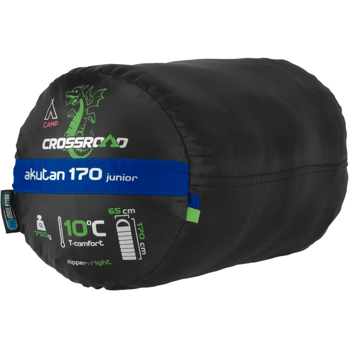 Дитячий спальний мішок Crossroad Akutan Drache 170 см - водонепроникний, для кемпінгу, блакитний