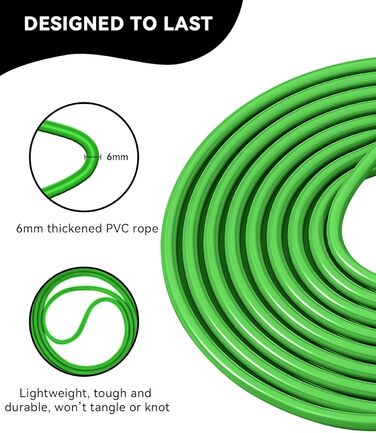 Стрибкове канат iMoebel 6 мм * 3 м, PVC, регульований, з ABS-ручкою, для дітей та дорослих, бокс, схуднення, кросфіт (чорно-зелений)
