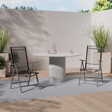 Крісло Nexos, розкладне, для саду, тераси, балкону, кемпінгу, фестивалів, з регульованою спинкою, з алюмінію, легке, стабільне, (набір 2 шт, чорне)