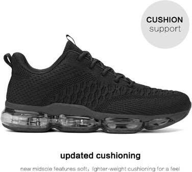 Чоловічі бігові кросівки з повітряною подушкою, дихаючі, для тенісу, модні, з антиковзаючою підошвою, для тренувань, відпочинку, спорту, фітнесу, подорожей, комфортні, чорні, 42 EU