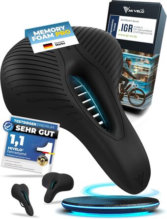 Велосипедне сідло MIVELO Comfort PRO з Memory Foam - дихаюче, для жінок та чоловіків, зручне та ергономічне. Ідеальне для комфортної їзди та трекінгу