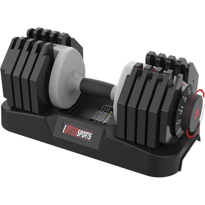 Регульовані гантелі EnterSports 12/18/27 кг з неслизьким грифом - для дому, офісу, фітнесу