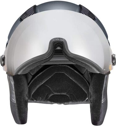 Гірськолижний шолом uvex HLMT 600 Visor для дорослих, темно-сірий з помаранчевим, матовий, розмір 59-61 см