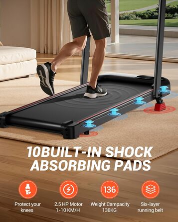 Біговий тренажер CURSOR 4-в-1 для дому, складаний, з нахилом 15%, Walking Pad з нахилом та потрійною амортизацією, дистанційним керуванням, максимальне навантаження 136 кг, нахил 9%