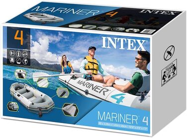 Надувний човен Intex Mariner 4 - професійна серія, комплект з веслами та насосом, без фталатів