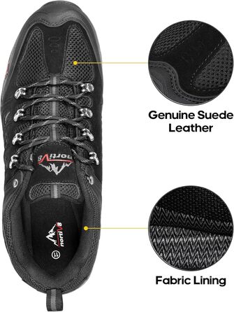 Чоловічі водонепроникні трекінгові черевики NORTIV 44 EU (Чорний, Сірий)